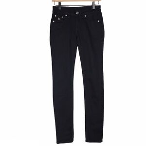 L.A. Idol Jeans Size 1 Juniors Bling Black Skinny Slim Distressed Stretch Denim